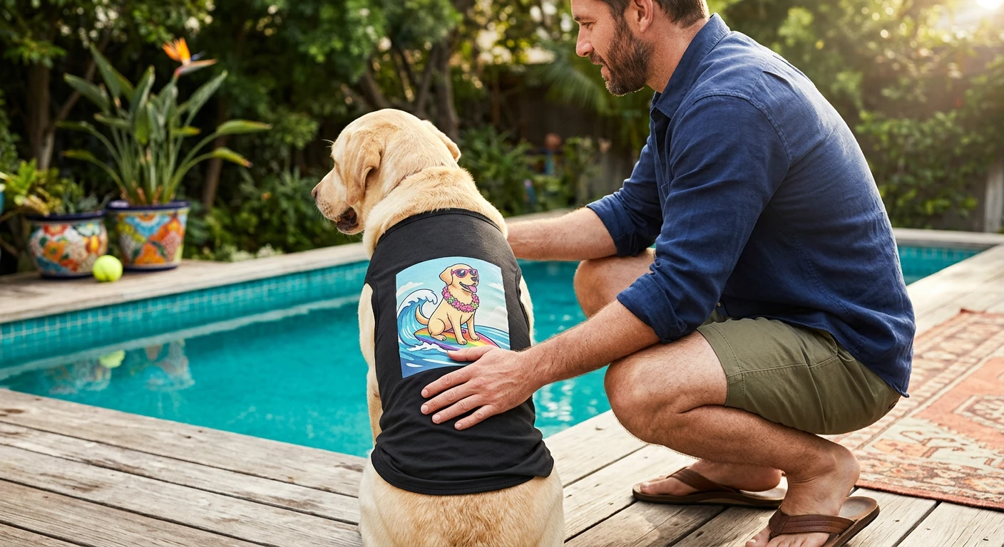Pet Tank Top Labrador Retriever surfing Pets Printify