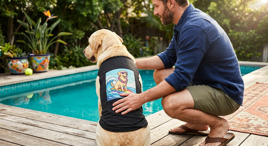 Pet Tank Top Labrador Retriever surfing Pets Printify