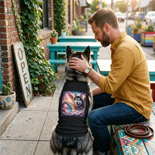Pet Tank Top Husky pretty rainbow Pets Printify
