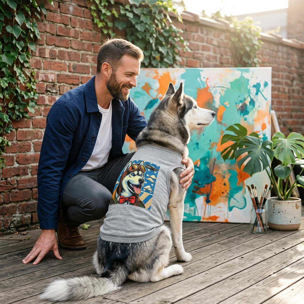 Pet Tank Top Husky pilot Pets Printify
