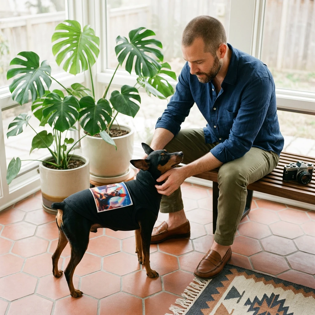 Dog Tank Top - Min Pin Tank Tops yellow rainbow Pets Printify