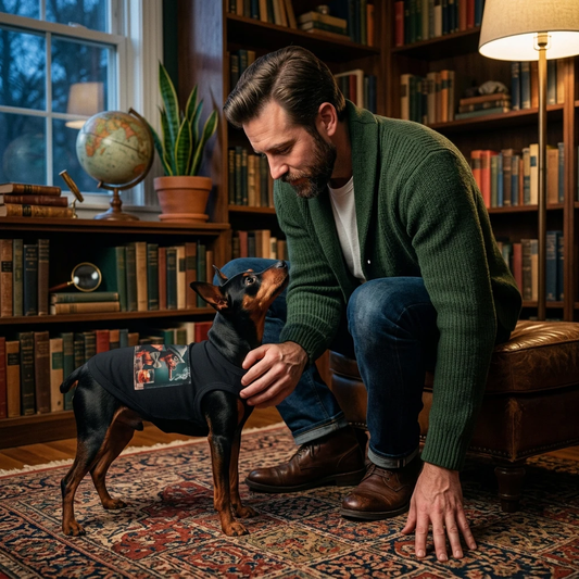 Min Pin Tank Tops cigar and drink Pets Printify