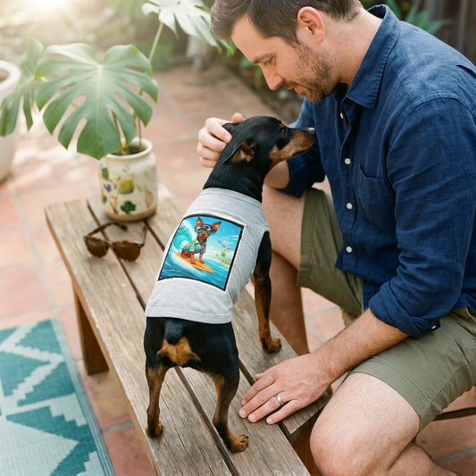 Min Pin Tank Tops tiny surfer 🏄‍♂️ Pets Printify