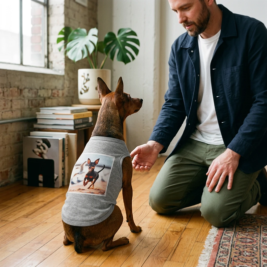 Min Pin Tank Tops running puppy Pets Printify