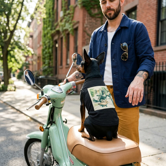 Min Pin Tank Tops riding scooter Pets Printify