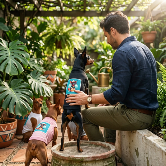 Min Pin Tank Tops surfing puppy Pets Printify