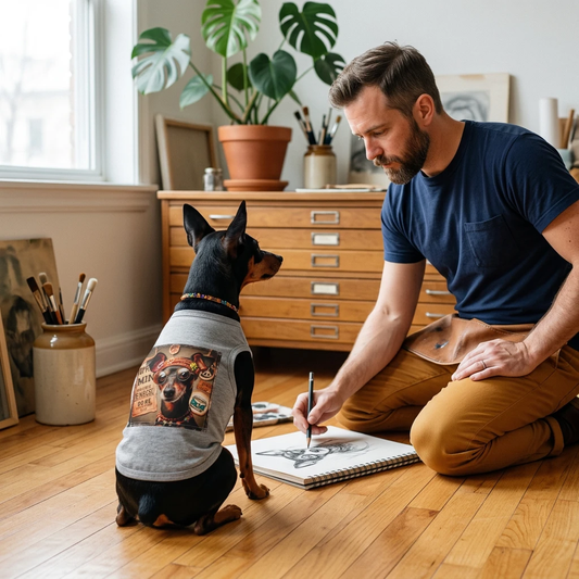 Min Pin Tank Tops hippie girl Pets Printify