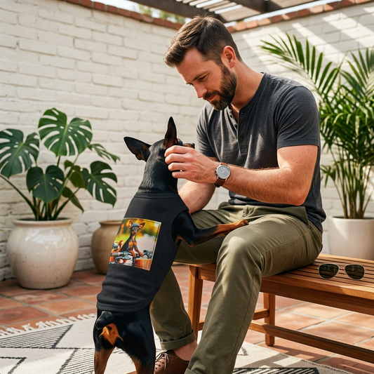 Dog Tank Top - Min Pin Tank Tops bicycle riding Pets Printify