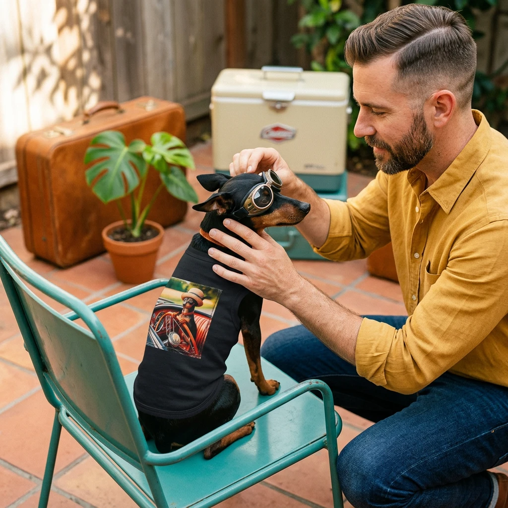 Min Pin Tank Tops tiny driver Pets Printify