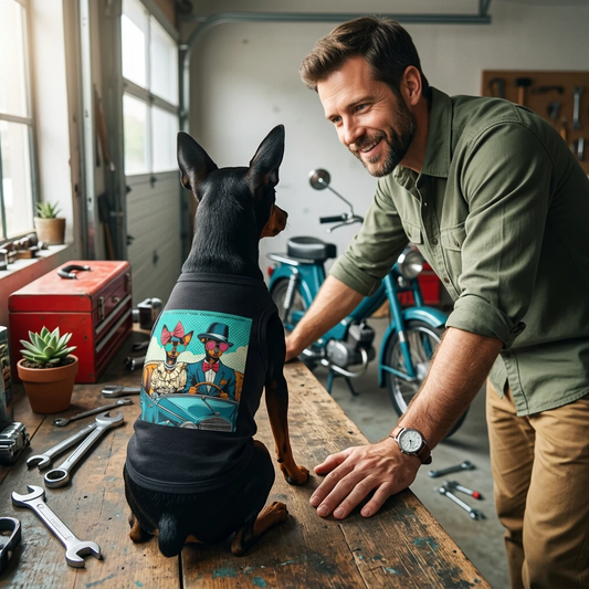 Min Pin Tank Tops wacky couple Pets Printify