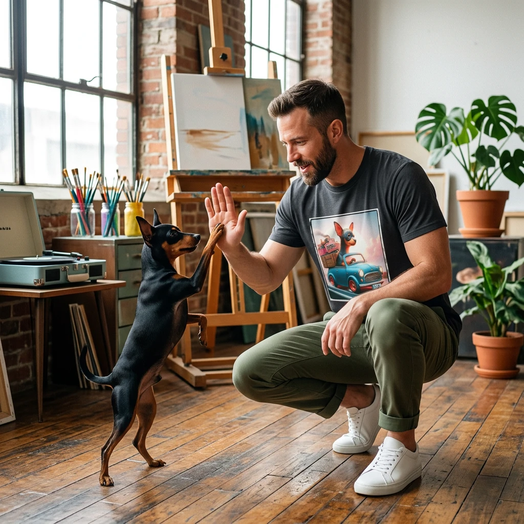Min Pin T-Shirt tiny baby driver T-Shirt Printify
