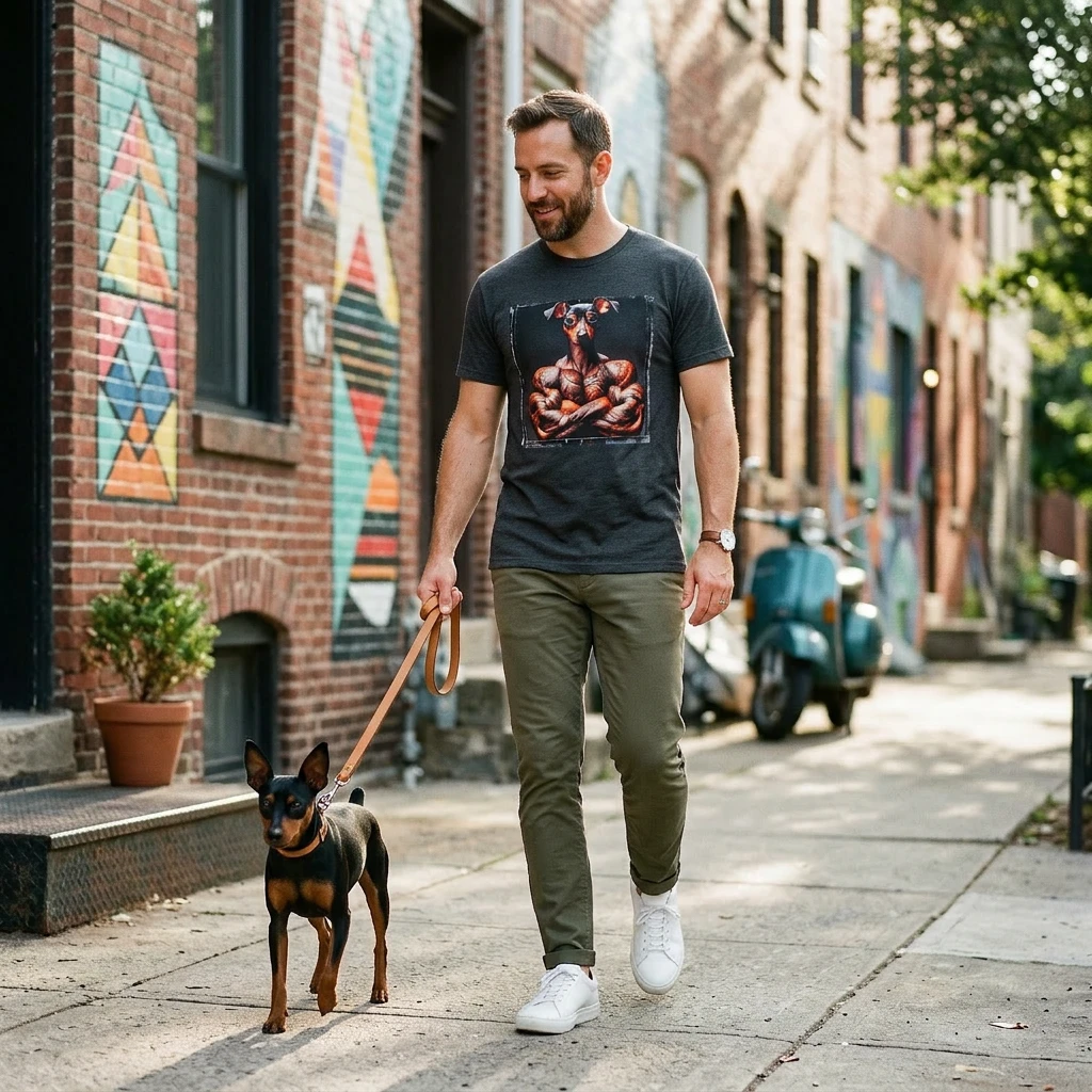 Min Pin T-Shirt muscles T-Shirt Printify
