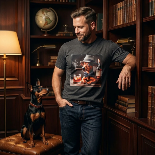 Min Pin T-Shirt cigars and whiskey T-Shirt Printify