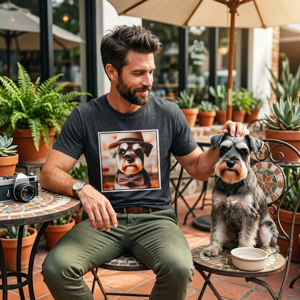 Miniature Schnauzer hat and bow tie shirt T-Shirt Printify