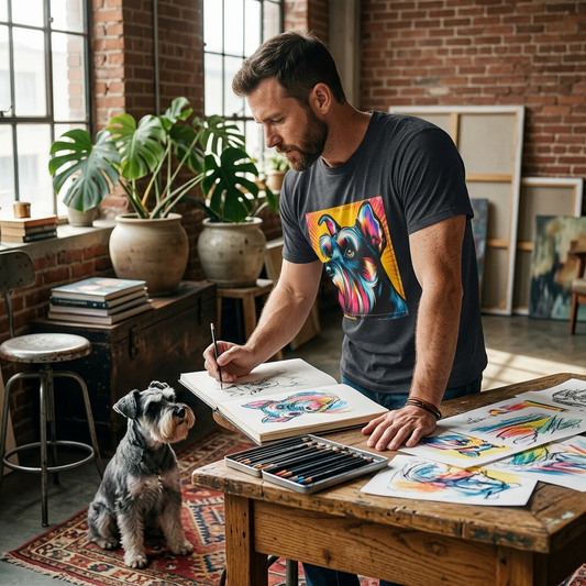Miniature Schnauzer colorful art t shirt T-Shirt Printify