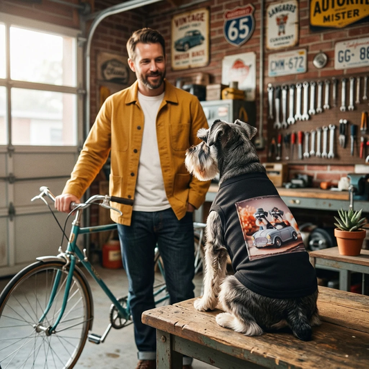 Miniature Schnauzer men driving shirt Pets Printify