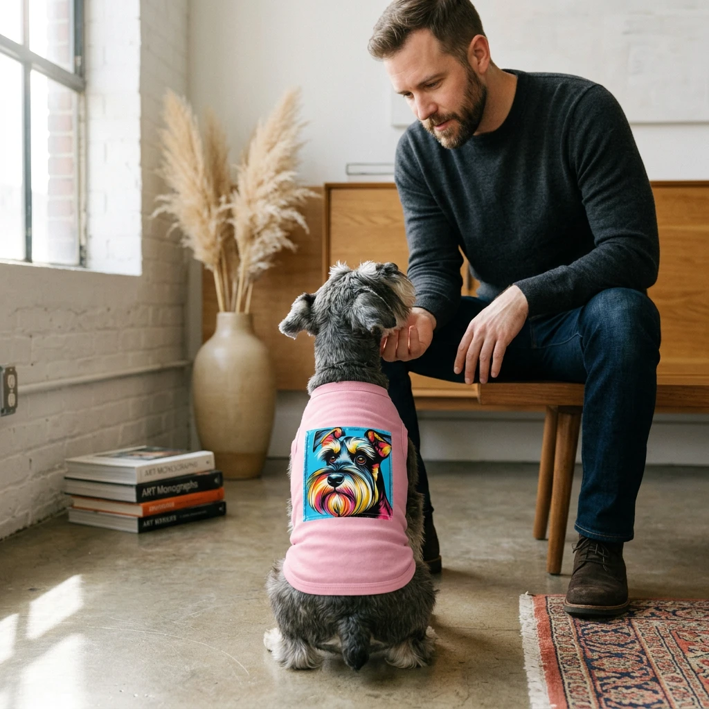 Miniature Schnauzer pink and blue shirt 👔 for Pets Printify