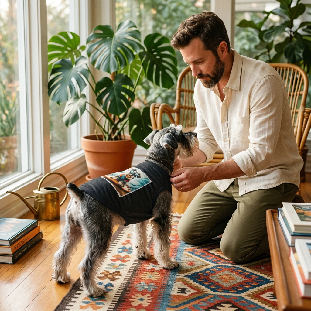 Miniature Schnauzer boy surfer Pets Printify