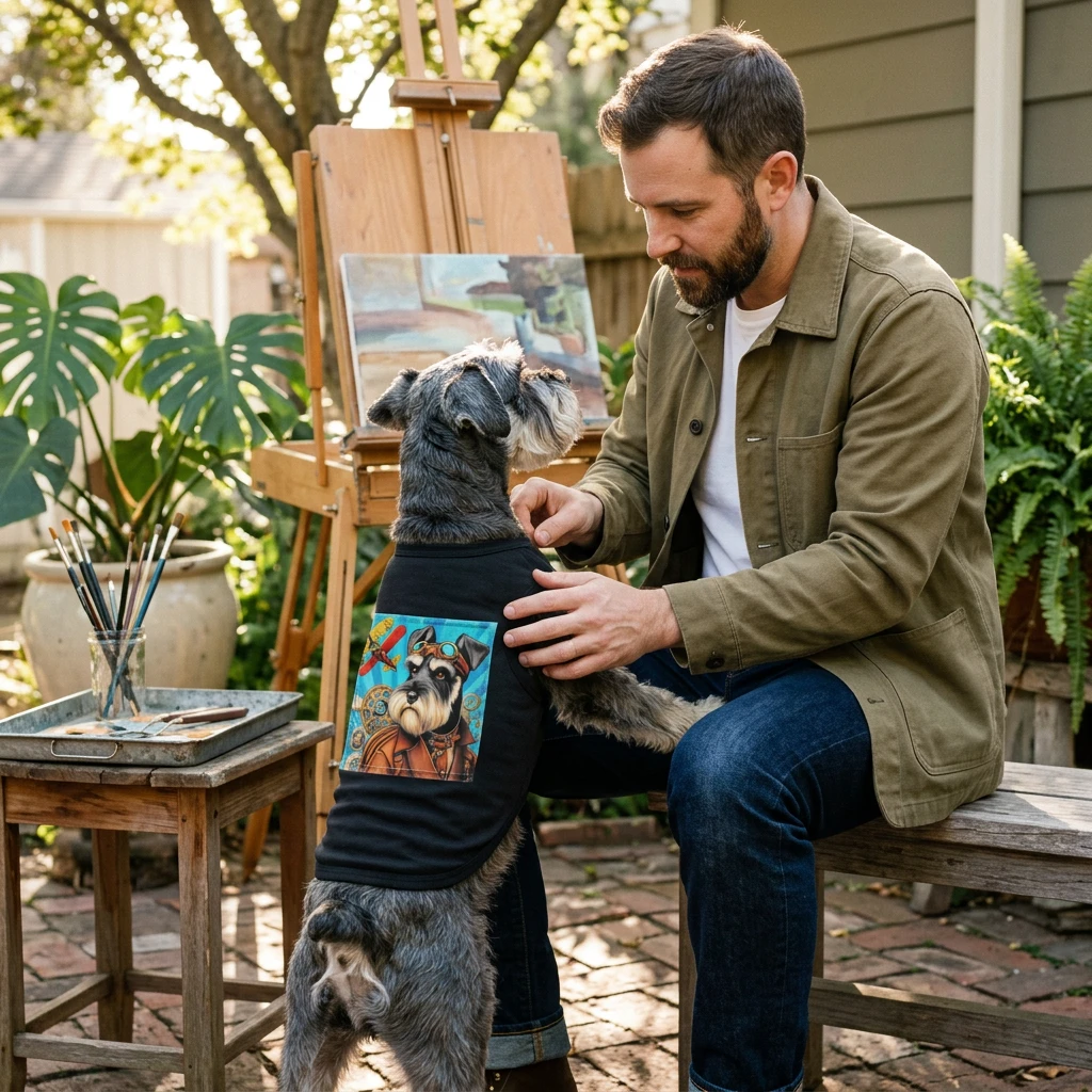 Miniature Schnauzer steam gears shirt Pets Printify