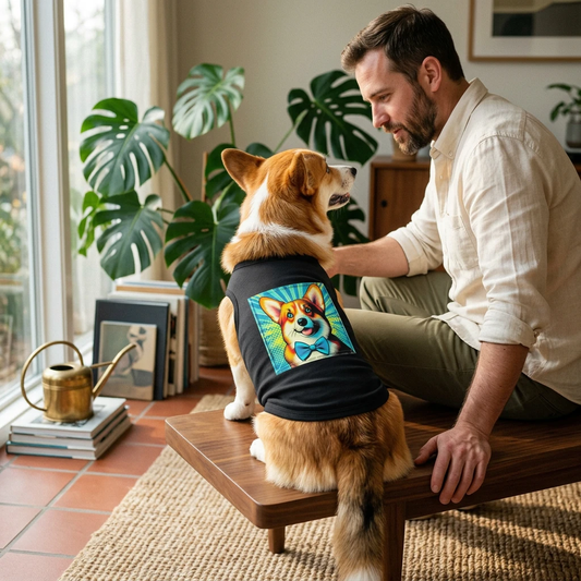 Pembroke Welsh Corgi blue bow tie shirt 👔 Pets Printify