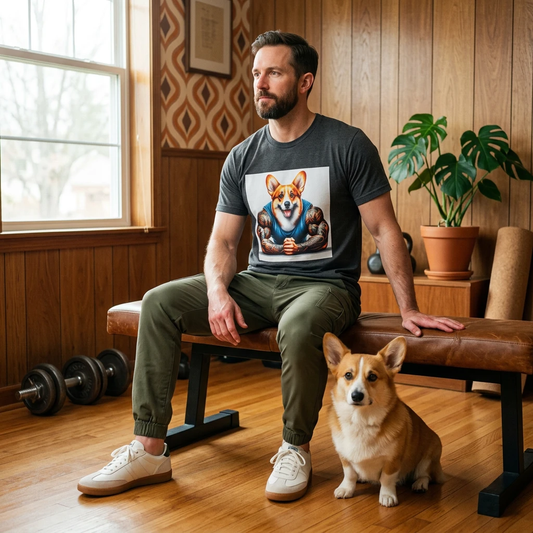 Pembroke Welsh Corgi arm flexing T-Shirt Printify