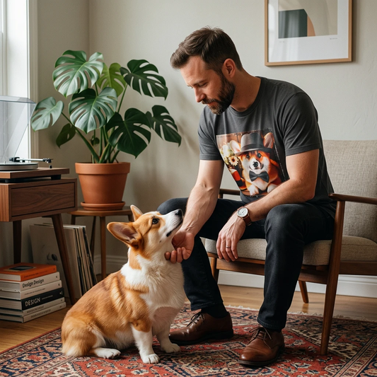 Pembroke Welsh Corgi hat and bow tie T-Shirt Printify