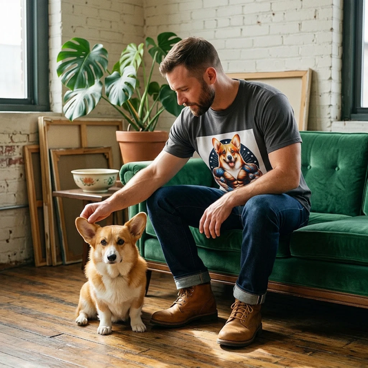 Pembroke Welsh Corgi muscle men shirt T-Shirt Printify