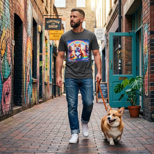 Pembroke Welsh Corgi colorful rainbow T-Shirt Printify