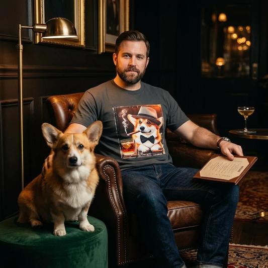 Pembroke Welsh Corgi cigar and drink shirt T-Shirt Printify
