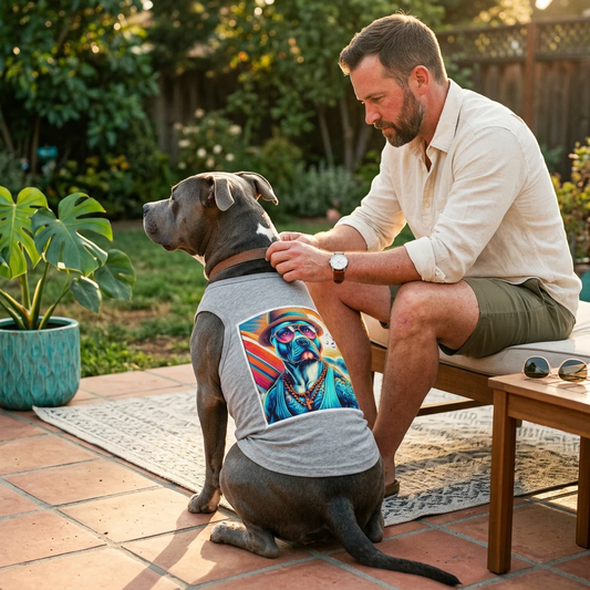 Pet Tank Top Pit Bull surfer Pets Printify
