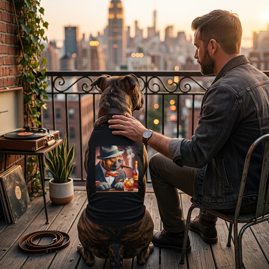 Pet Tank Top Pit Bull smoking cigars Pets Printify