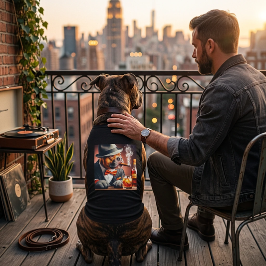 Pet Tank Top Pit Bull smoking cigars Pets Printify
