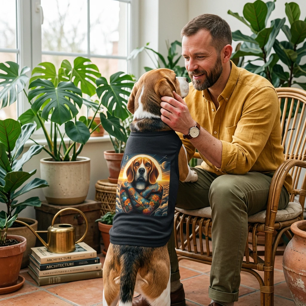 Tattooed Beagle Dog Tank Top Durable Soft Fabric Pet Shirt Stylish Beagle Outfit For Small Medium Dogs Pets Printify