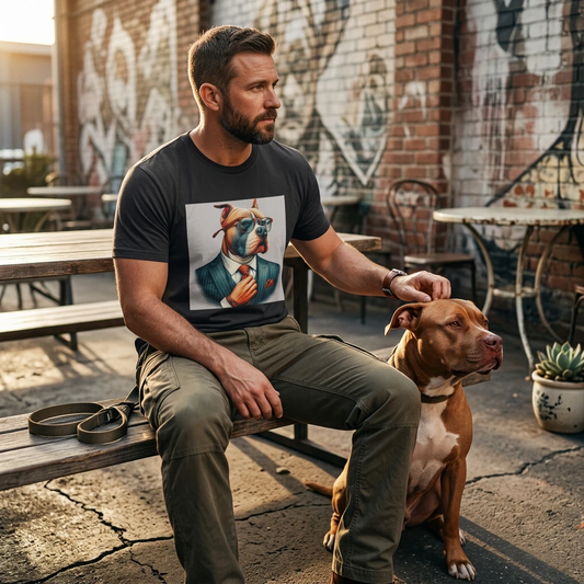 Pit Bull men in black shirt T-Shirt Printify