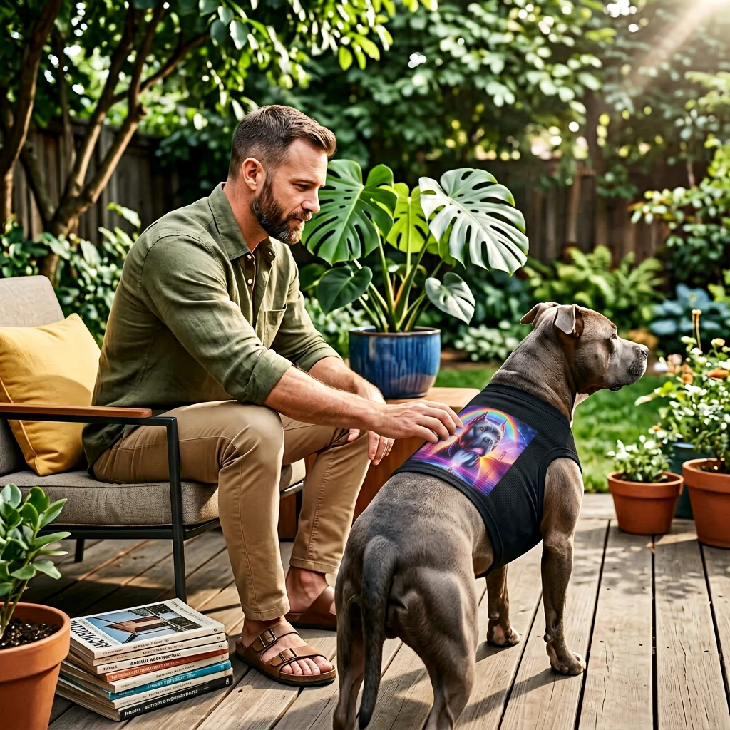 Pet Tank Top Pit Bull rainbow Pets Printify