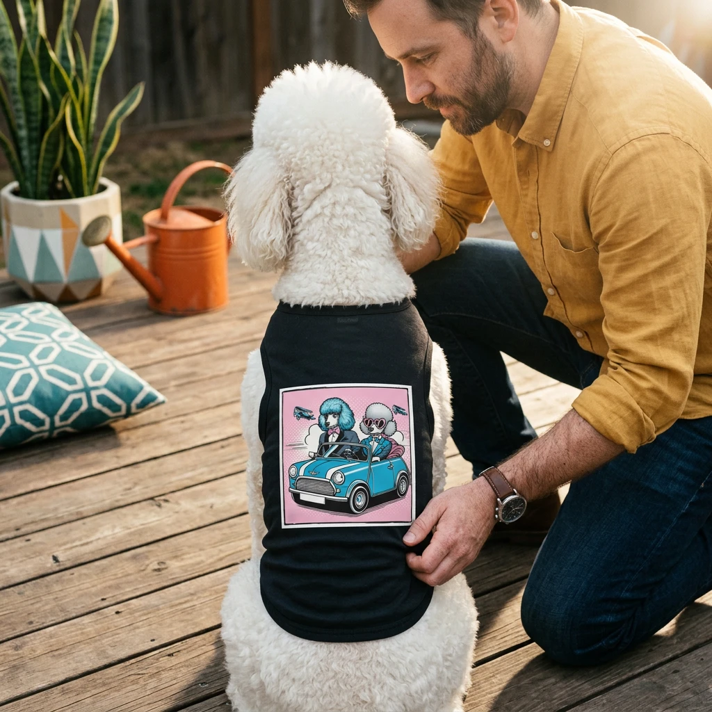 Wacky Pet Tank Top Poodle couple driving Pets Printify