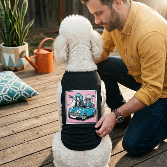 Wacky Pet Tank Top Poodle couple driving Pets Printify