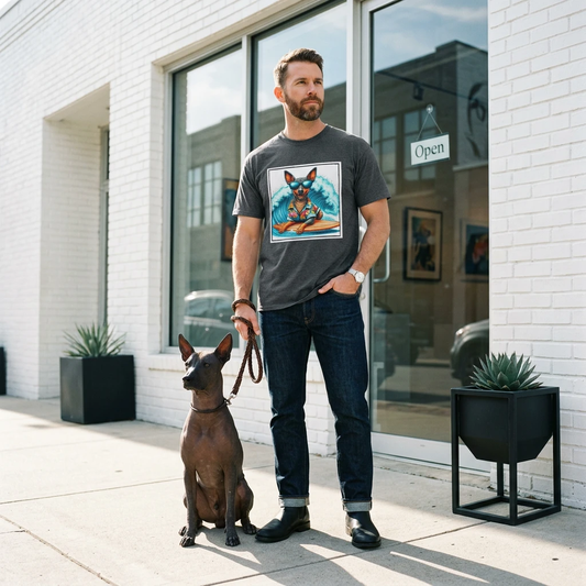Mexican Hairless Dog blue waves T-Shirt Printify