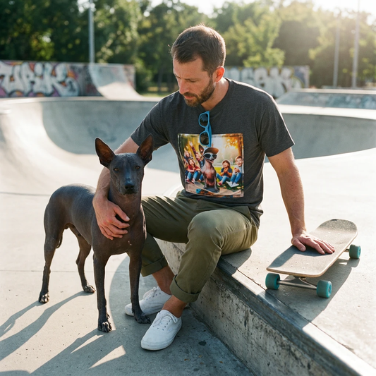 Mexican Hairless Dog hanging out with frirnds T-Shirt Printify