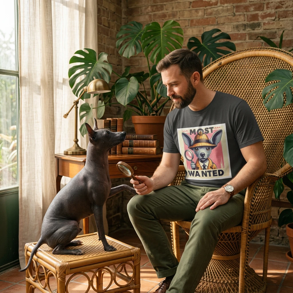 Wacky Mexican Hairless Dog detective shirt T-Shirt Printify