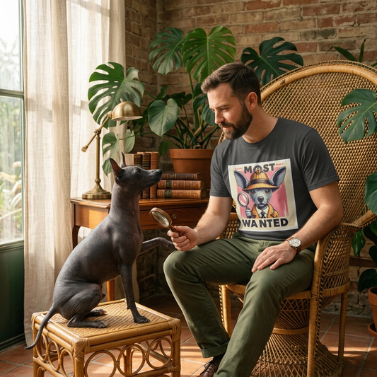 Wacky Mexican Hairless Dog detective shirt T-Shirt Printify