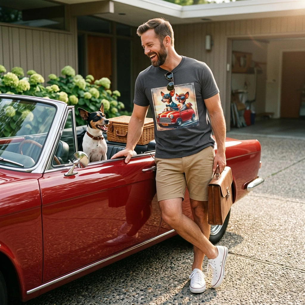 Wacky Rat Terrier T-Shirt couple driving T-Shirt Printify