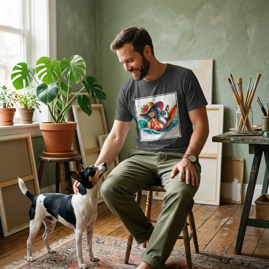 Rat Terrier T-Shirt girl and puppy T-Shirt Printify