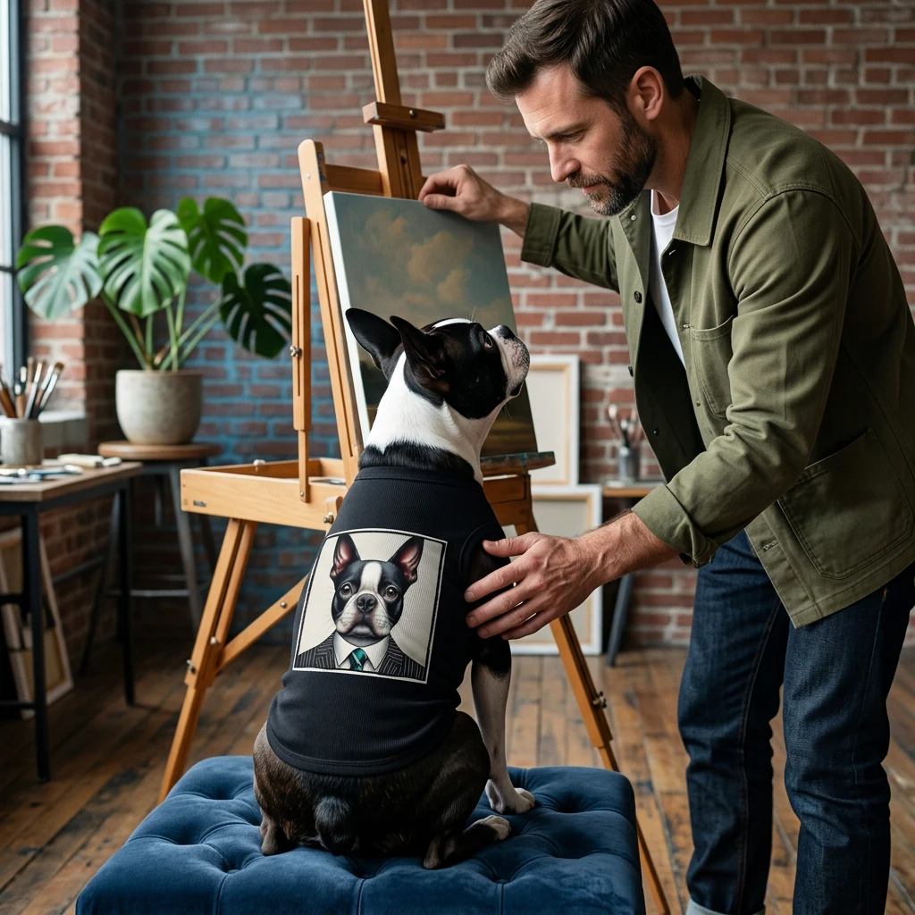 Boston Terrier Pet Tank Top In Pinstripe Suit Tuxedo Style Dog Shirt For Small Dogs Pets Printify
