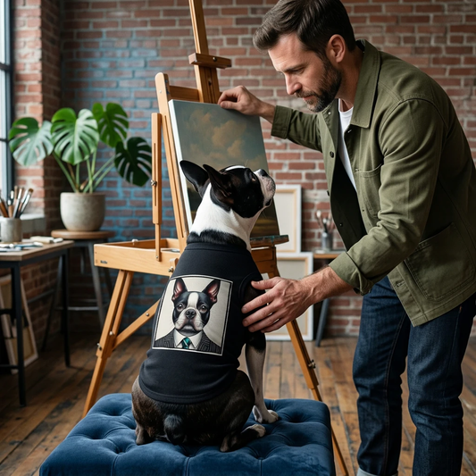 Boston Terrier Pet Tank Top In Pinstripe Suit Tuxedo Style Dog Shirt For Small Dogs Pets Printify