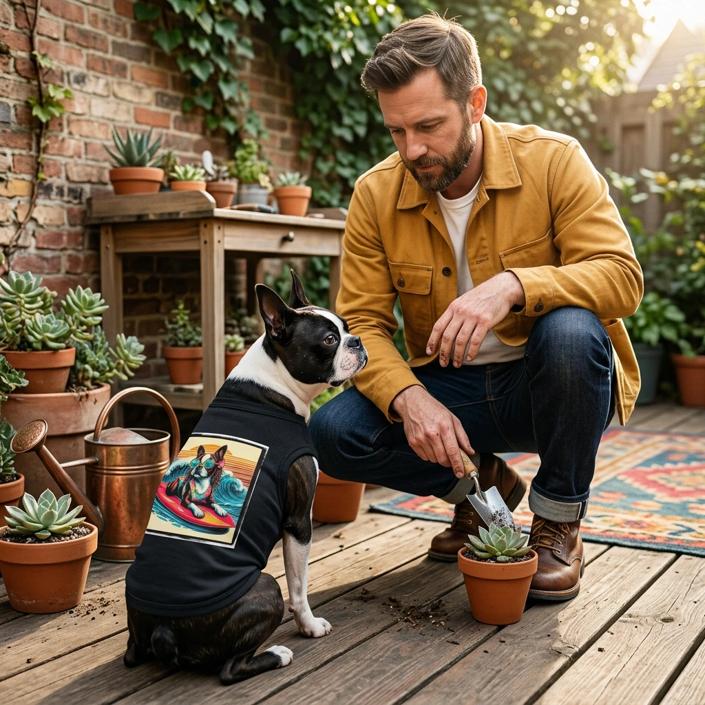 Boston Terrier Pet Tank Top With Girl Dog On Surf Board Design For Beach Lovers Sunny Days Pets Printify