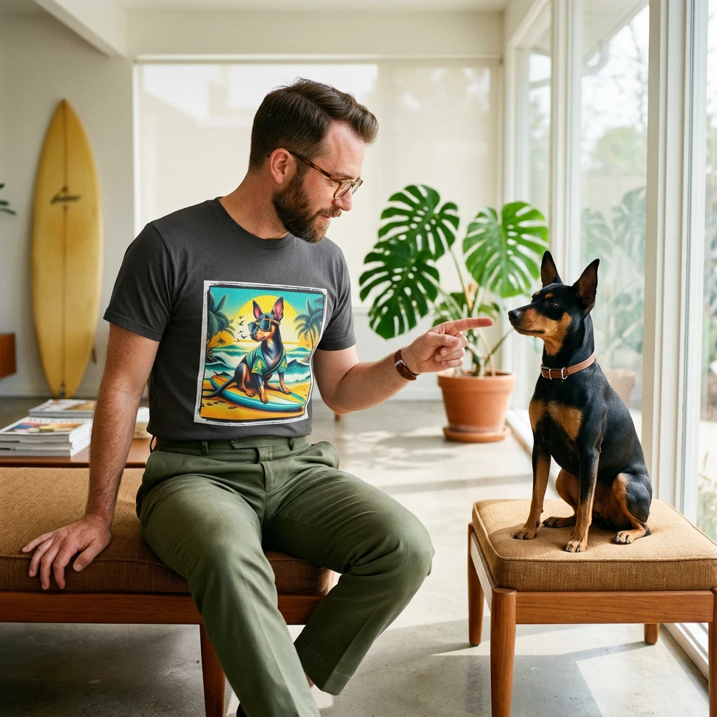 Rat Terrier T-Shirt surfer guy T-Shirt Printify
