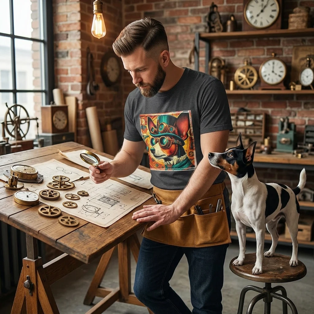 Rat Terrier T-Shirt steam punk T-Shirt Printify