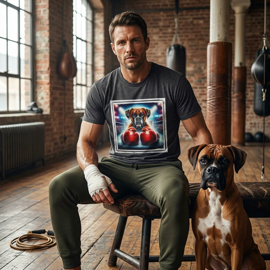 Boxer Dog With Boxing Gloves Shirt For Dog Lovers Unisex Cotton Graphic Tee Gift Idea T-Shirt Printify