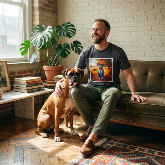 Boxer Dog Shirt In Suit In Field Design For Boxer Breed Lovers Gift Perfect For Dog Enthusiasts And Collectors T-Shirt Printify